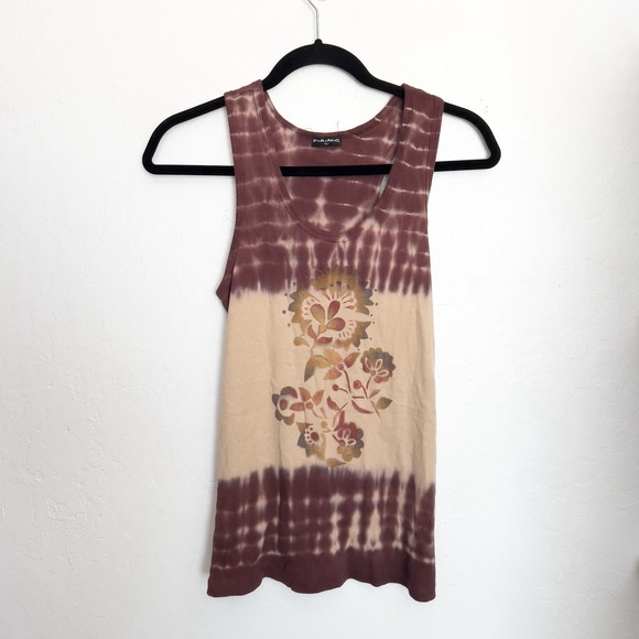 FANG Tops - Vintage Fang Tie Dye Boho Ribbed Tank Top Large Brown 2000s Y2K